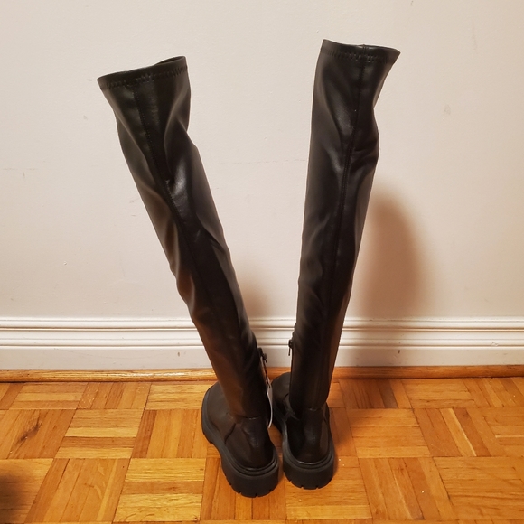 zara OTK Lug sole stretch tall boots - Picture 5 of 11
